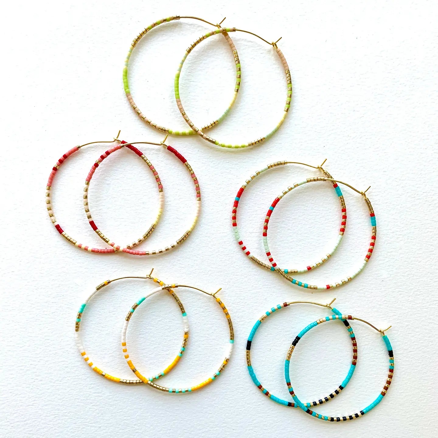 Large beeded hoop earrings-coral