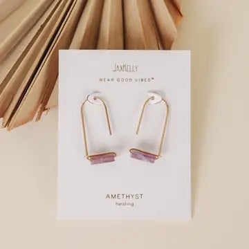 Drop-Amethyst-Gold Earrings