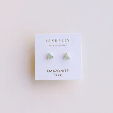 Mini Energy Gem Amozonite gold stud earring