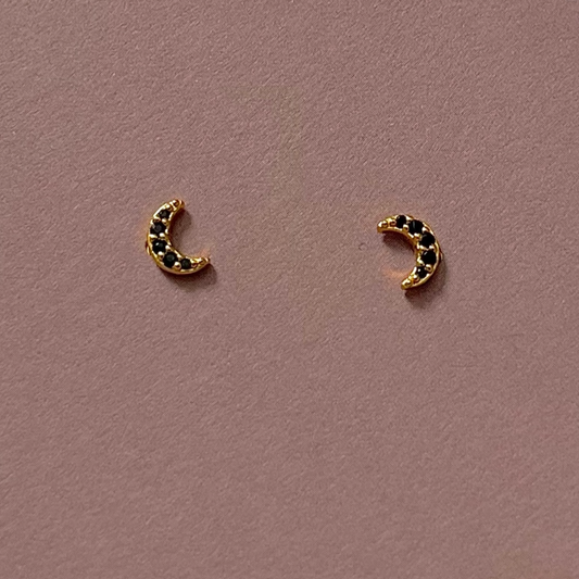 Black Zirconia Crescent Studs